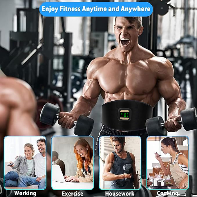 ABS Stimulator Workout Equipment, Ab Machine USB Rechargeable Gear for Abdomen/Arm/Leg, Strength Training Equipment for Men and Women