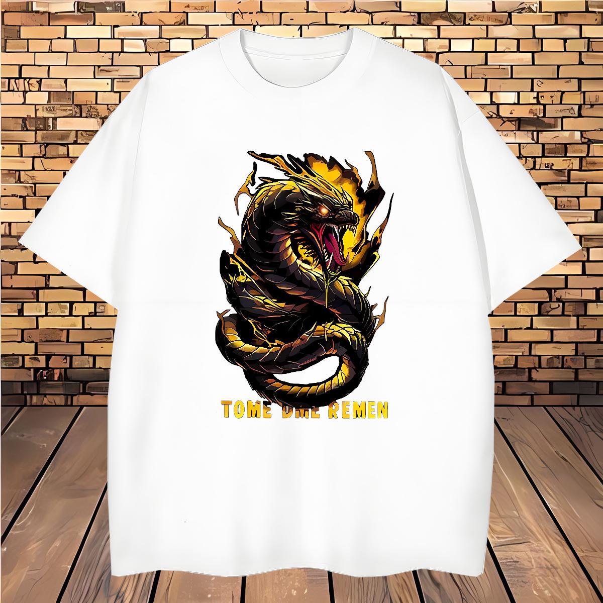 Man T Shirts 230g Pure Cotton Black Gold Dragon Casual Beach Breathable Crew Neck Graphic Tshirt for Man Woman 2024 Unisex Top Tees