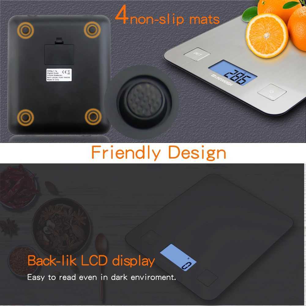5kg/11lb 0.1oz Digital Kitchen Food Scales Weight Grams and Oz for Weight Loss Cooking and Baking 5 Units with Tare FunctionM240815