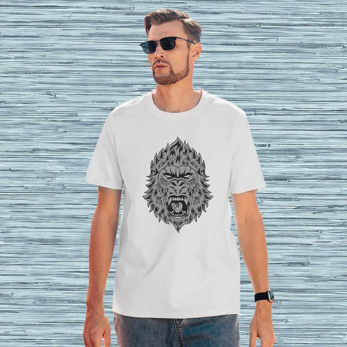 Cool T Shirts Men chimpanzee Breathable Short Sleeve Hip Hop Street Custom Cartoon 230g 100% Cotton Tshirts DIY Clothes