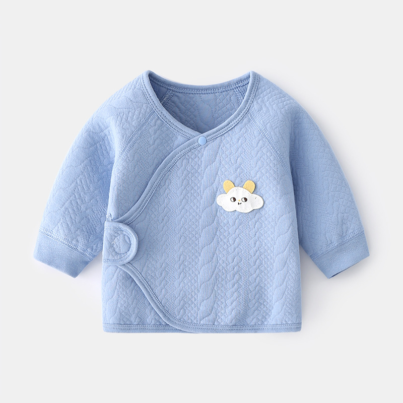 Newborn baby inner clothes boneless warm air plus cotton newborn half back thickened full moon monk clothes baby top
