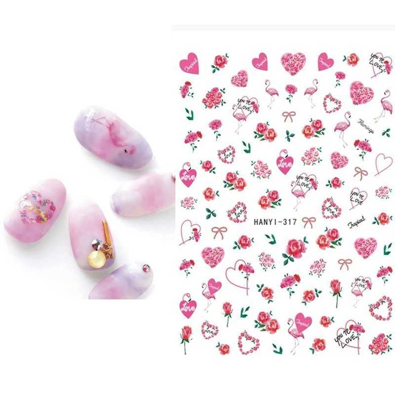 3D Nail Stickers Watercolor Nail Stickers Blue White Flower Nail Art Decals Beauty Flower Decoration For TIP NAIL BeautyXJ240814