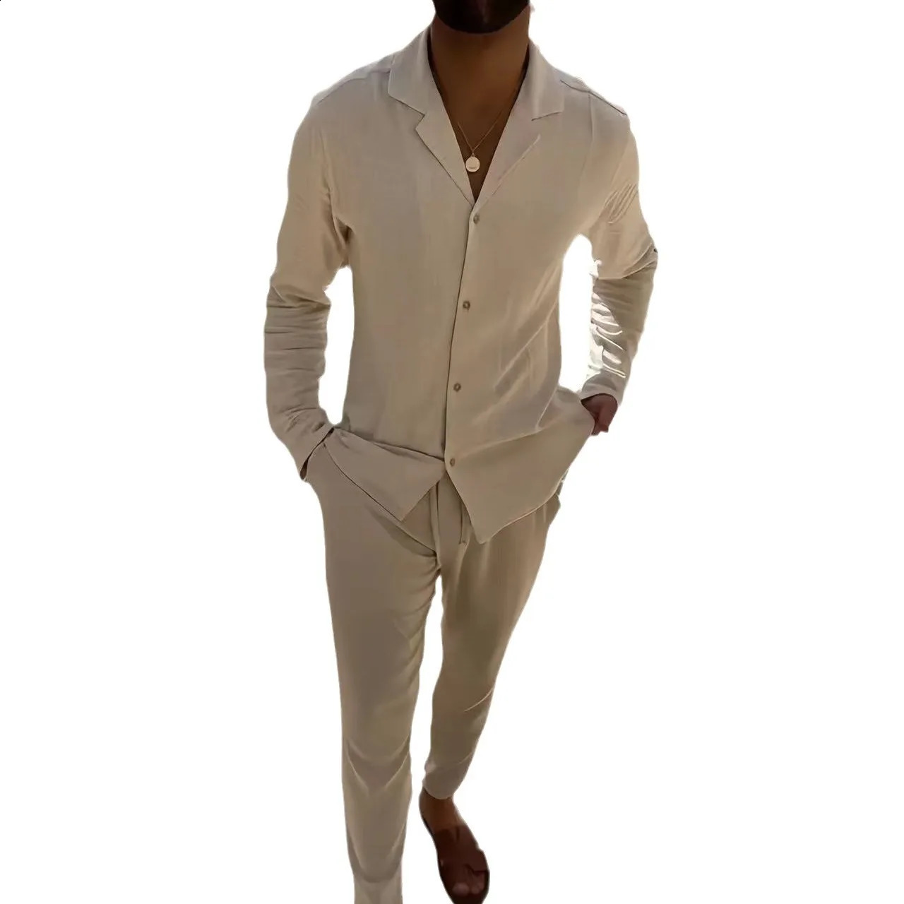 Mens Casual Set Spring Autumn Fashionable Long Sleeved Pants Two-piece Set Cardigan Menswear 240819