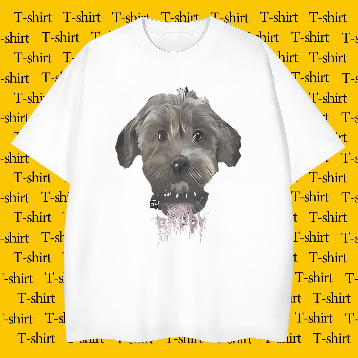 Cool T Shirt For Man dog Crew Neck Street Black Oversized 100% Cotton 230g Men Tops Tees Wholesale Polos
