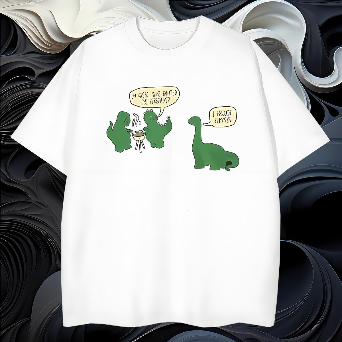 TOP Quality T-Shirts dinosaur Breathable Short Sleeve Casual Custom Big Size 230g Pure Cotton Men Tops Tees DIY Customized Clothes