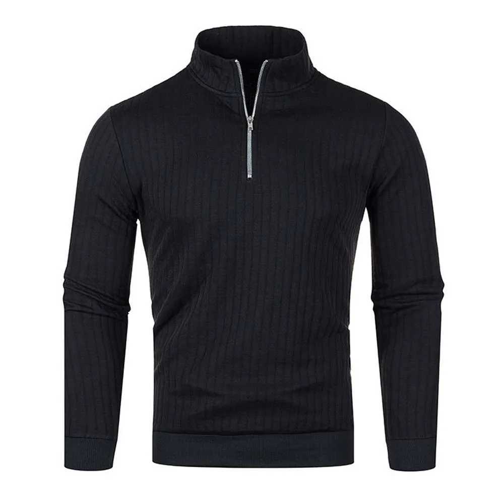 Men Semi Turtleneck Long Sleeve Half Zip Pullover Knitted Sweater Female Knitwear Tops PYBG-BSD-ZW123XJ240814