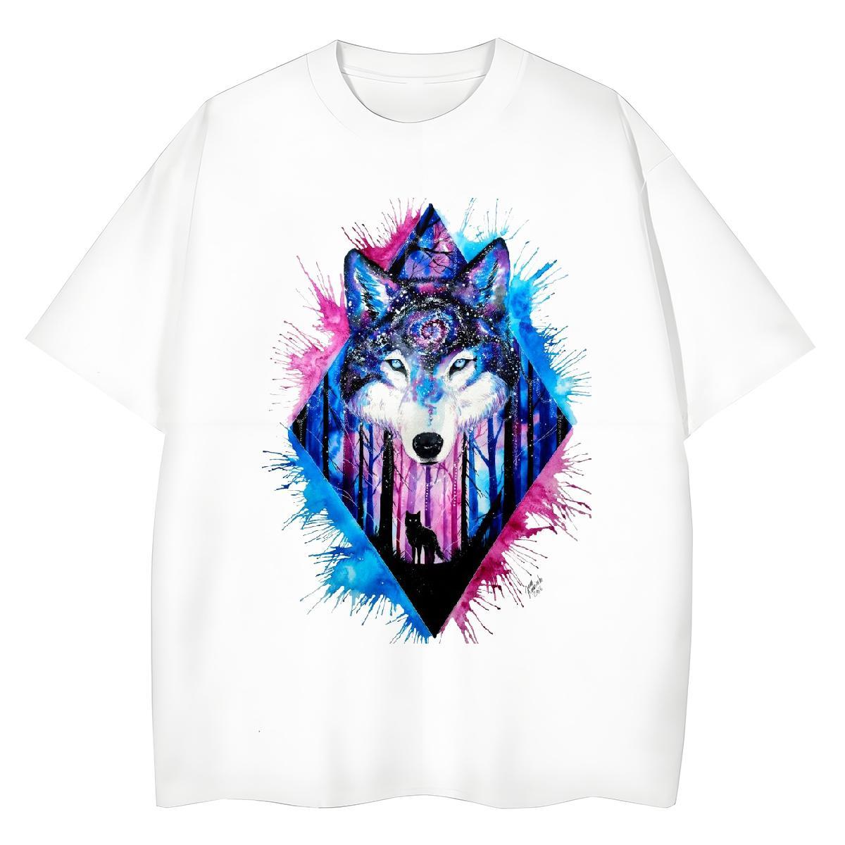TOP Quality Men Tees Beach 230g 100% Cotton Oversized Crew Neck wolf T-Shirts Factory Direct Tshirts
