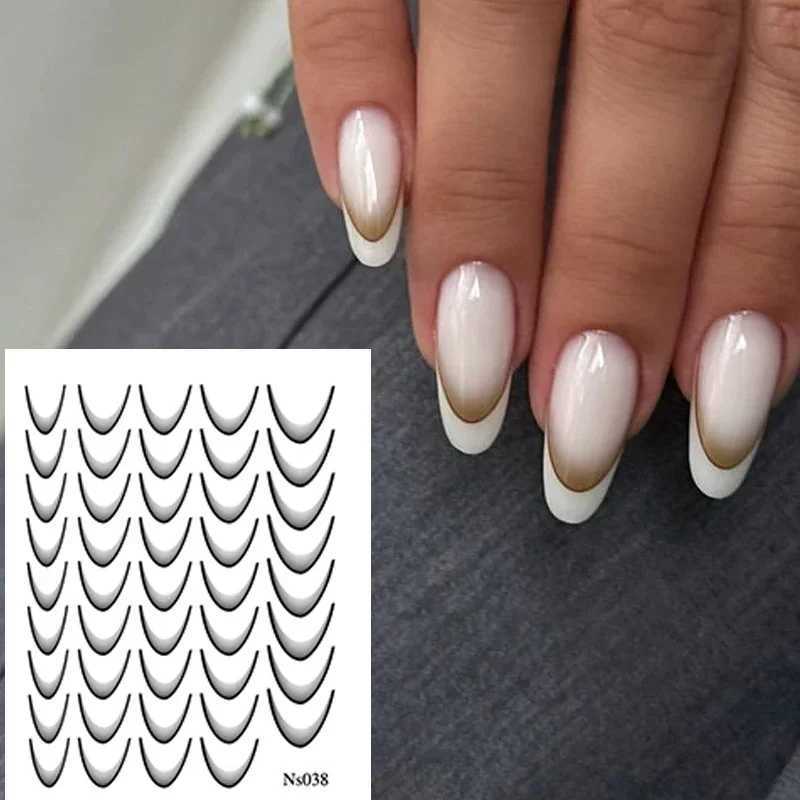 9 Colors 3D Colored French Style Nail Stickers Design French Romance Fashion Nail Accessories Gradient Line Nail Stickers DecalXJ240814