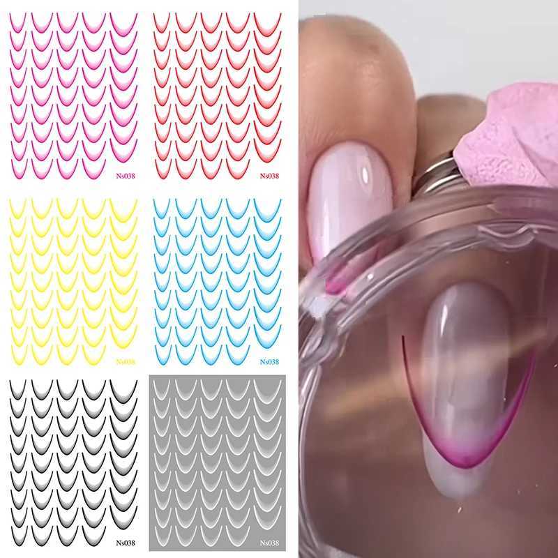 3D Gradient French Line Nail Stickers Design French Romance Fashion Nail Accessories Gradient Line Nail DecalXJ240814