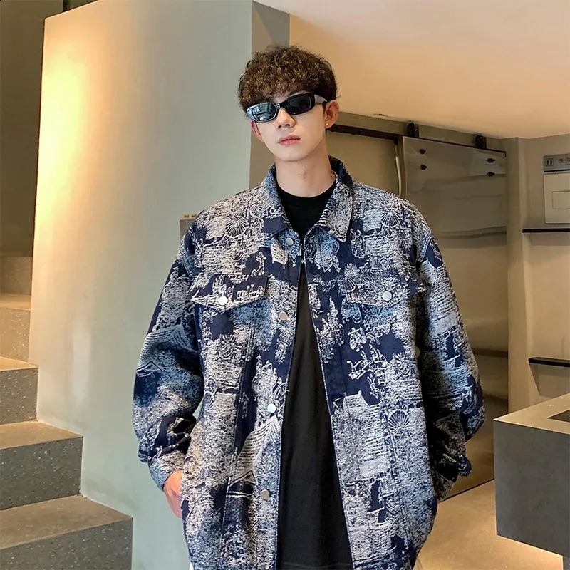 Autumn 2024 denim jacket Hong Kong style contrast woven denim jacket mens jacket 240814