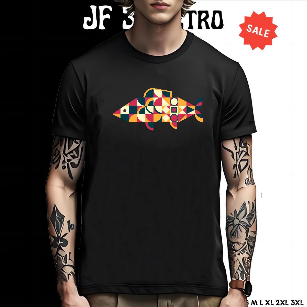 Unisex T-Shirts for Men fish Breathable Short Sleeve Street Anime Print 100% Cotton 230g Mens Tshirts Brand Top Tees