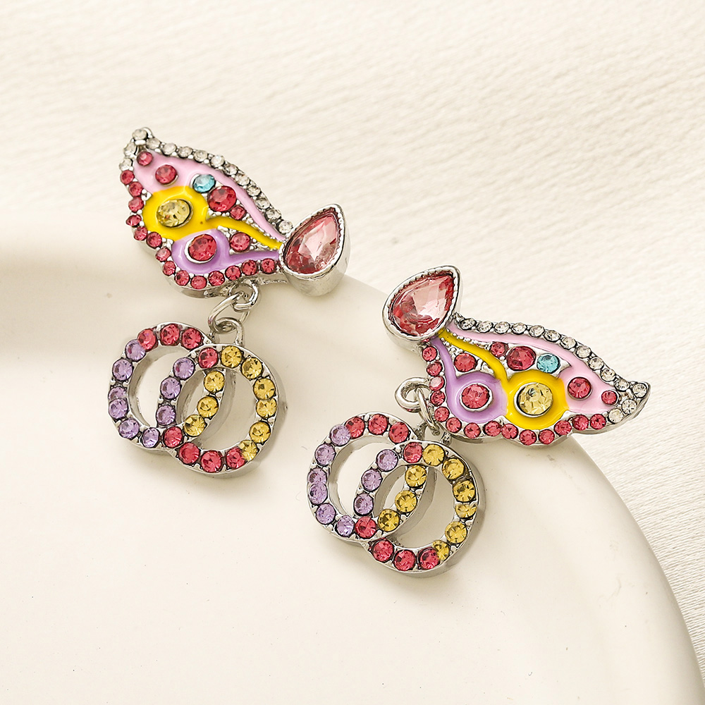 Luxury Earrings Stud 18K Plated 925 Silver Designers Double Letters Studs Chic Women Crystal Rhinestone Pearl Earring for Special Occasions Jewelry Mu