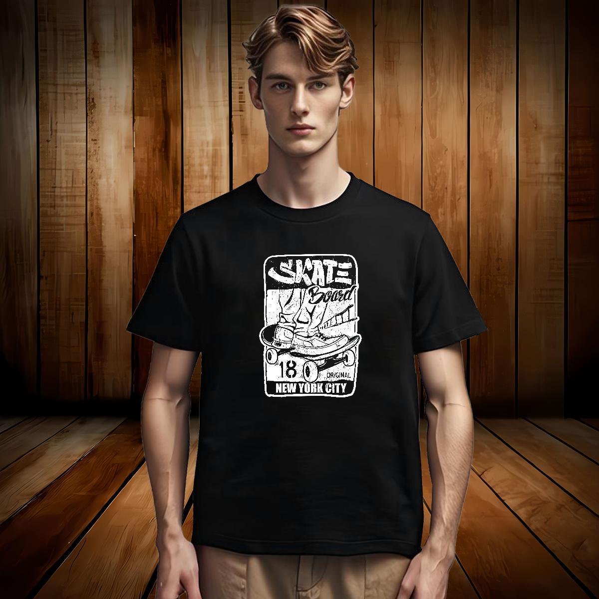 Mens T Shirts 100% Cotton 230g Lines Street Crew Neck Cartoon Printing L-4XL Tshirts Fashion New Loose Fit Clothes