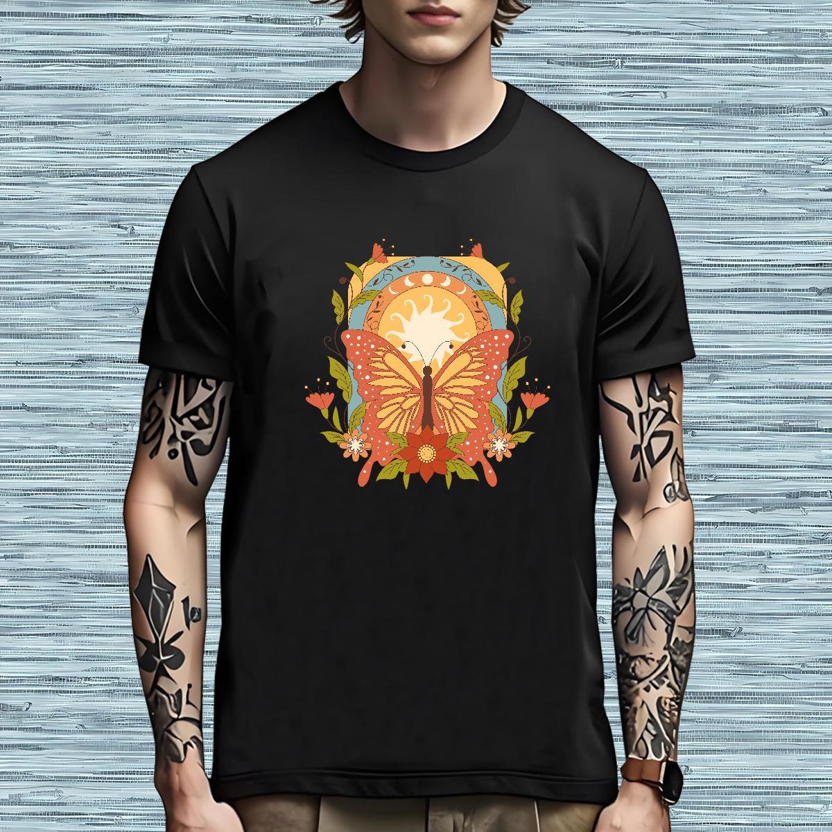Wholesale Mens T Shirts Butterfly Round Neck Short Sleeve Street Casual Oversized 100% Cotton 230g Tshirts Stylist Clothings