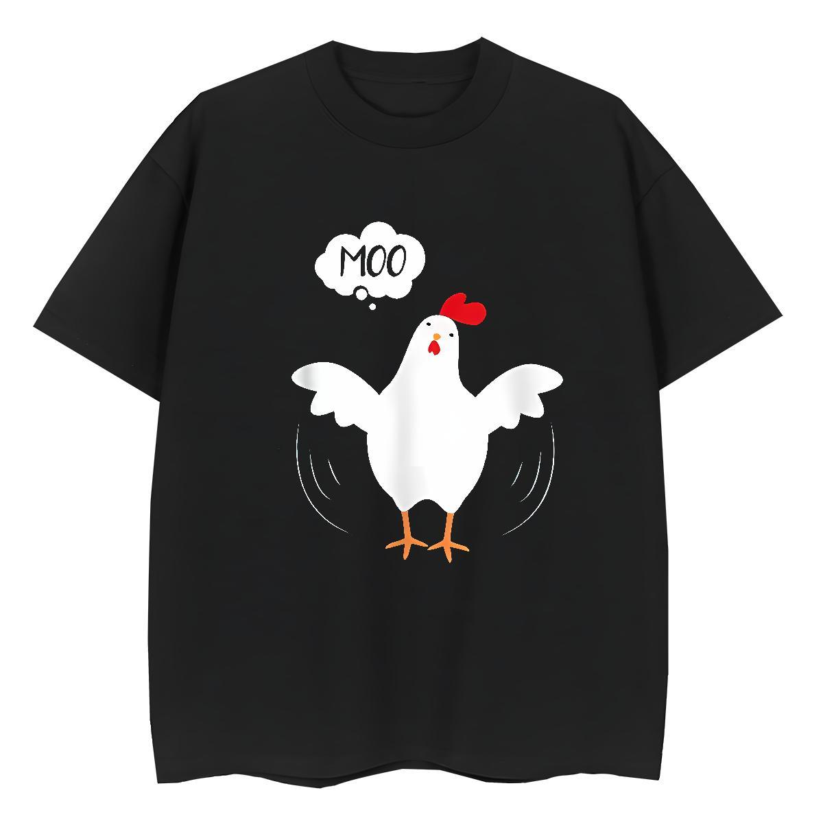 Popular T-Shirts for Men chicken Breathable Crew Neck Hip Hop Floral Print 230g Pure Cotton Men Clothes T-Shirt Custom Tees