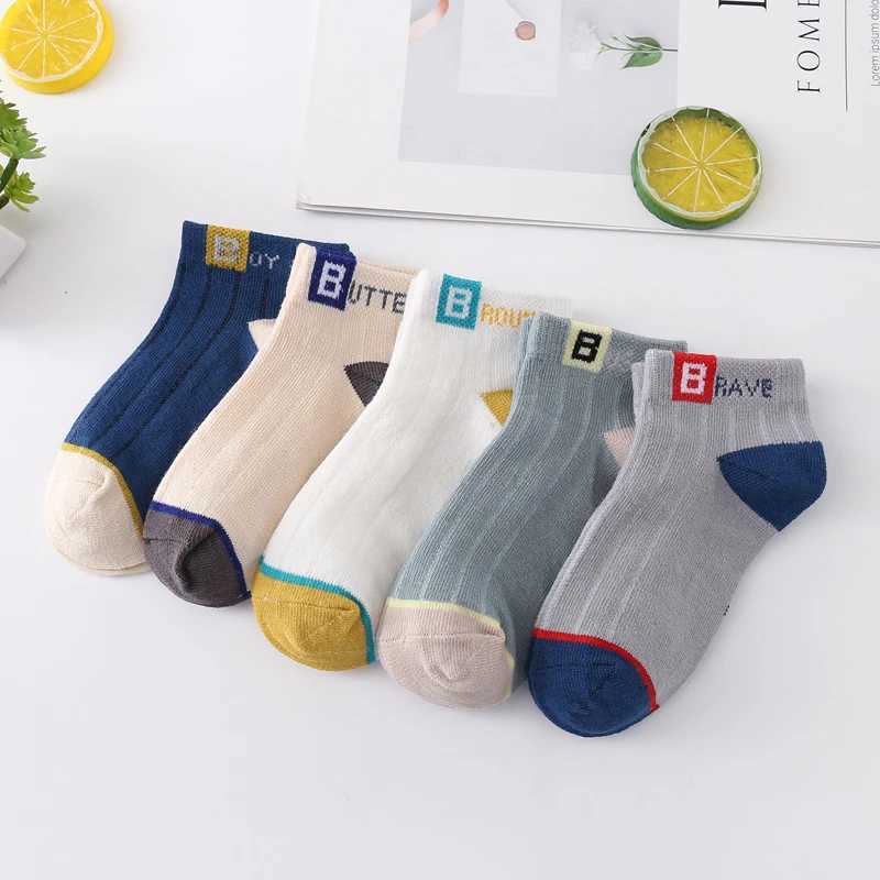 5 pairs of socks for children aged 1 to 6 in spring and summer for boys with breathable cotton mesh and thin soft socks for children W240814