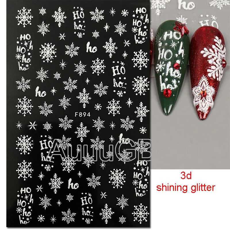 Nail Art 3d Decals Shining Glitters Winter Christmas Snowflakes Back Glue Nail Stickers Decoration For Nail Tips BeautyXJ240814