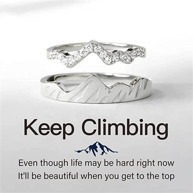 Love ring copper inlaid zircon personality peak design water wave ring Europe and the United States fashion couple set ring