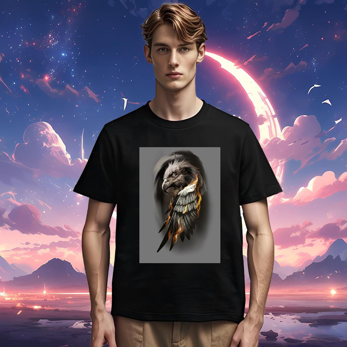 T shirt 230g Cotton eagle Beach Crew Neck Breathable DIY Men Tees Classic Casual Cool Design Polos