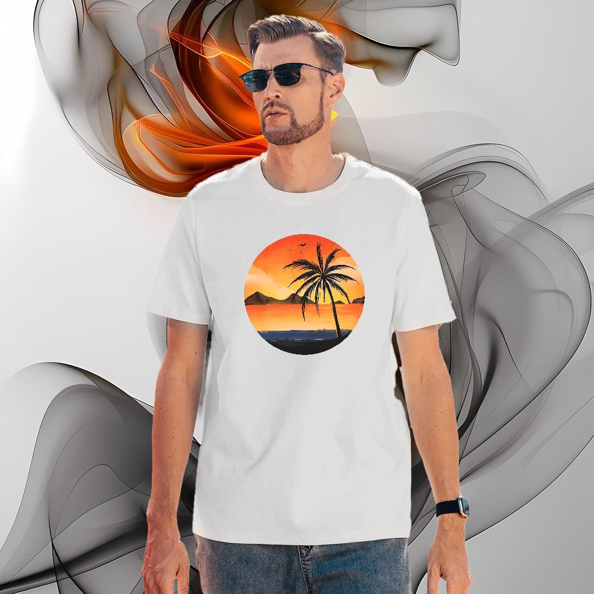 Unisex tree Mens T Shirts Casual Men Clothes T-Shirt 230g Cotton 2024 New O Neck Short Sleeves Anime Top Tees