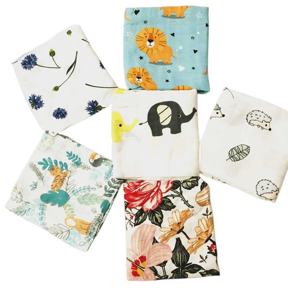 60*60cm Newborn Organic Cotton Bamboo Baby Blanket Muslin Swaddle Wrap Feeding Burpy Towel Scraf Bibs Muslin Big Diaper Y240815