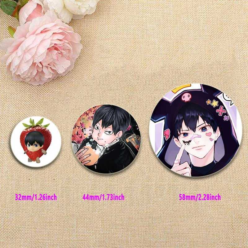 58mm animated Haikyuu!! Brooches Tobio Kageyama cartoon badge brooch for backpacks clothing gift accessories round handmade pins W240815