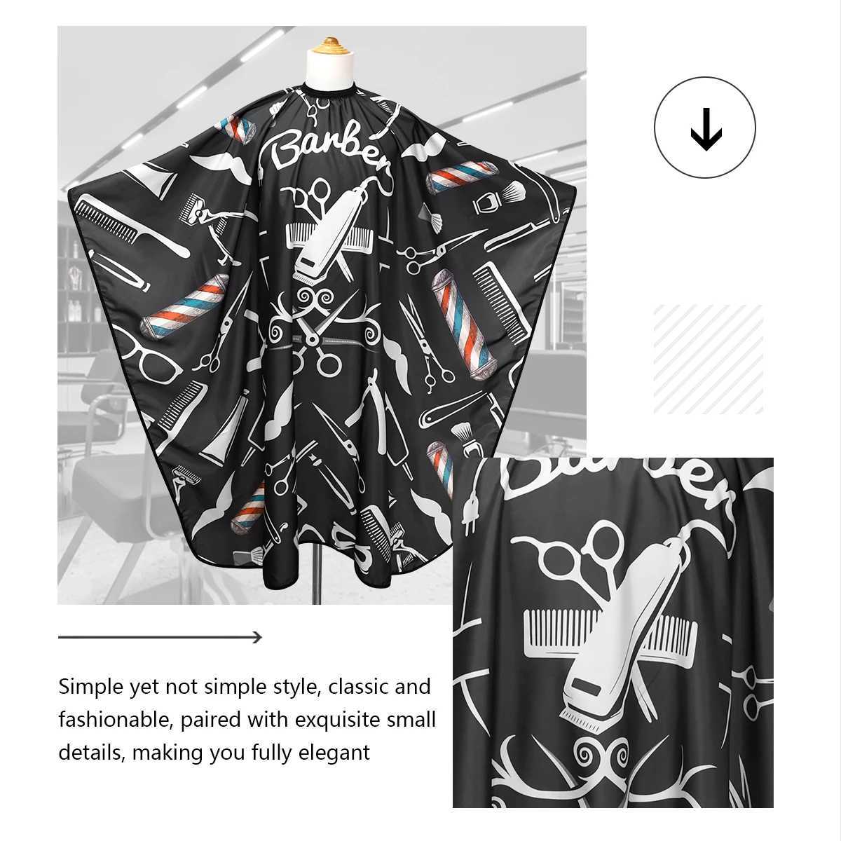 Hair cutting coat waterproof hair cutting adjustable dress anti-static buckle released hair cutting shop hat tool W240814