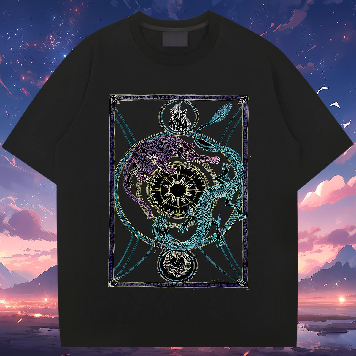 T-Shirts 100% Cotton 230g religion Casual Beach Breathable Short Sleeve DIY Printed Men Tees 2024 Loose Clothes