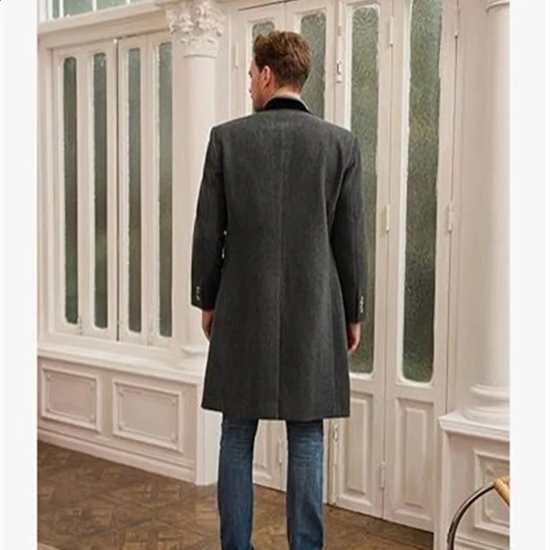 Fall and Winter Mens Coat Warm with Lining X-Long Double Breasted Trench Gentlemans Jacket Multi-Pockets Mens Eu Size M-XXL 240815