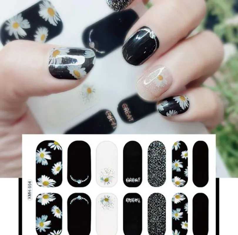 Summer Newest Nail Sticker Waterproof Self-adhesive Flowers Full Cover Nail Wraps DIY Beauty Finished Fake Finger Nail Art DecalXJ240814