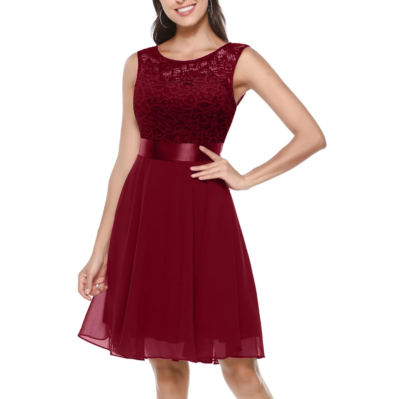 Elegant Floral Lace Formal Occasion Dresses for Women Summer Solid Color Bridesmaid Wedding Party A Line Dress Vestido De Fiesta 240815