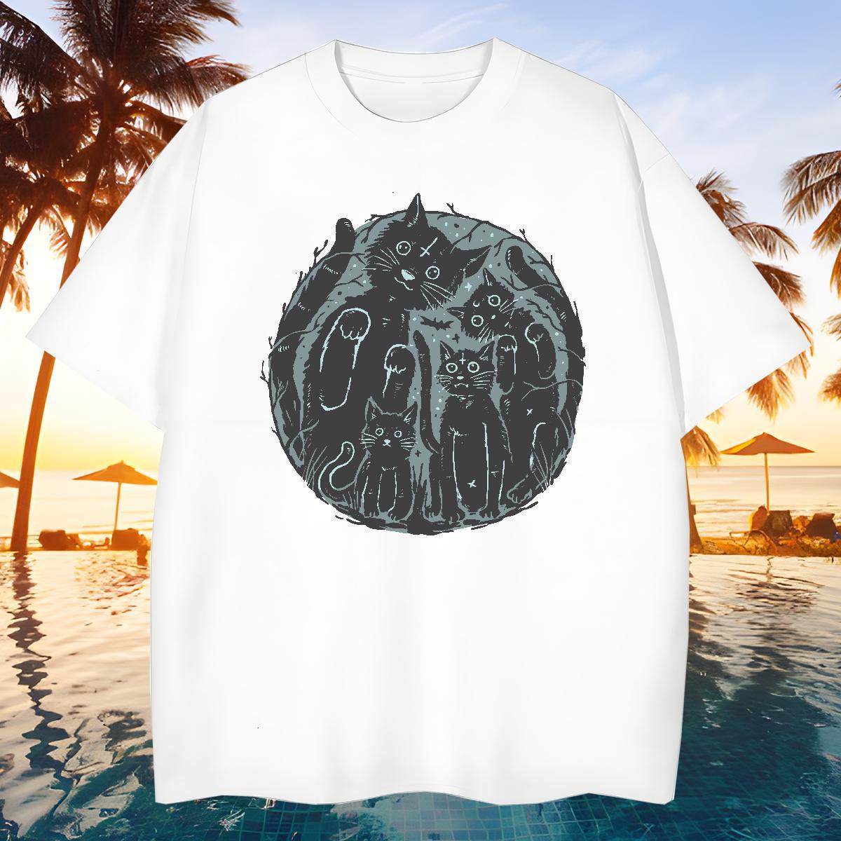 Designer T-Shirts for Men cat Breathable Short Sleeve Street Asian Size 100% Cotton 230g Tshirts DIY Customized Tops