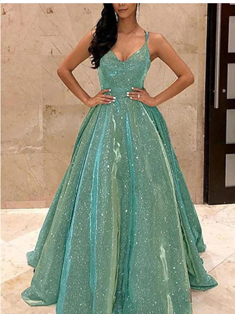 Elegant Lady Sequins Dresses Formal Occasion Women Waisted A-line Dress Sexy Backless Sleeveless Party Evening Dress 240815