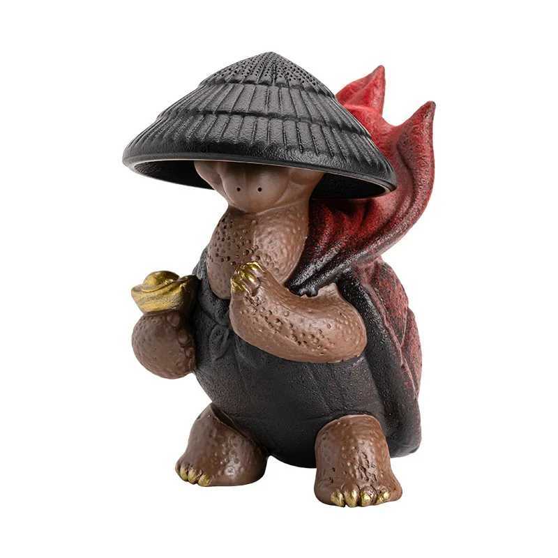Creativity Purple Clay Tea Pet with Tea Strainer Pig Monk Buddha Figurine Ornaments Handmade Crafts Tea Set Decoration AccessoriXJ240814
