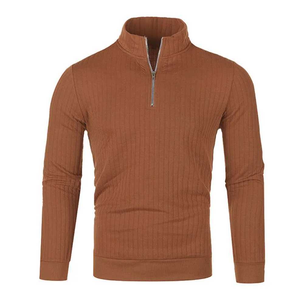 Men Semi Turtleneck Long Sleeve Half Zip Pullover Knitted Sweater Female Knitwear Tops PYBG-BSD-ZW123XJ240814