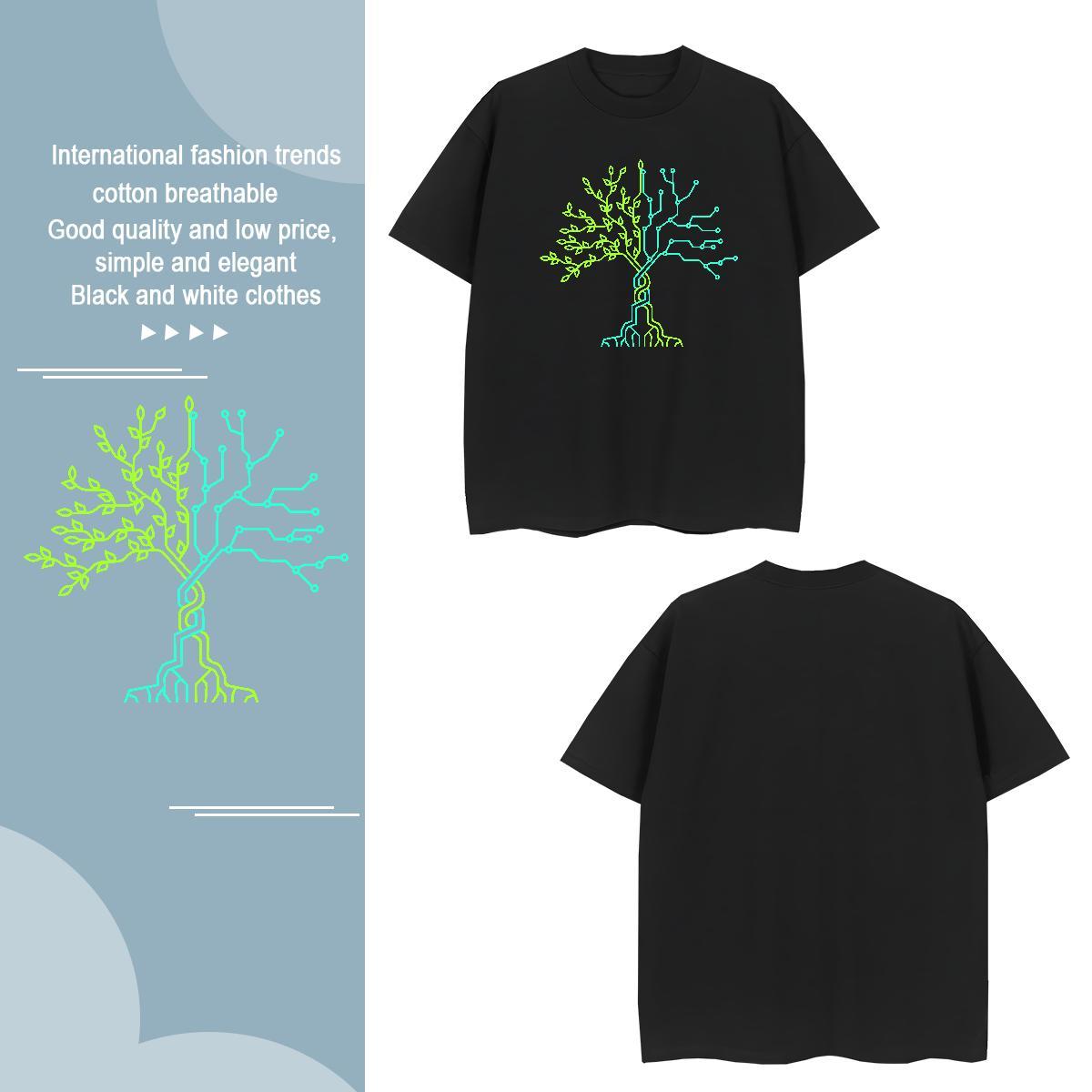 Man T Shirts 230g Cotton tree Casual Pure Cotton Anime Print Men Clothes T-Shirt Fashion Designer Free Shipping Tshirts