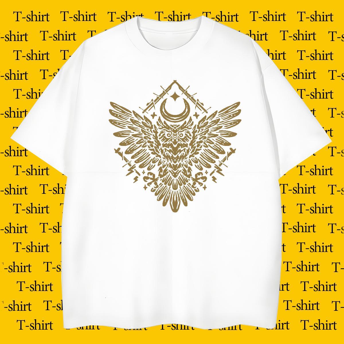 T Shirt For Man 230g 100% Cotton eagle Anime Printing Street Round Neck Short Sleeve Oversized 4XL Men Tops Tees 2024 Designer Comfortable Top Tees