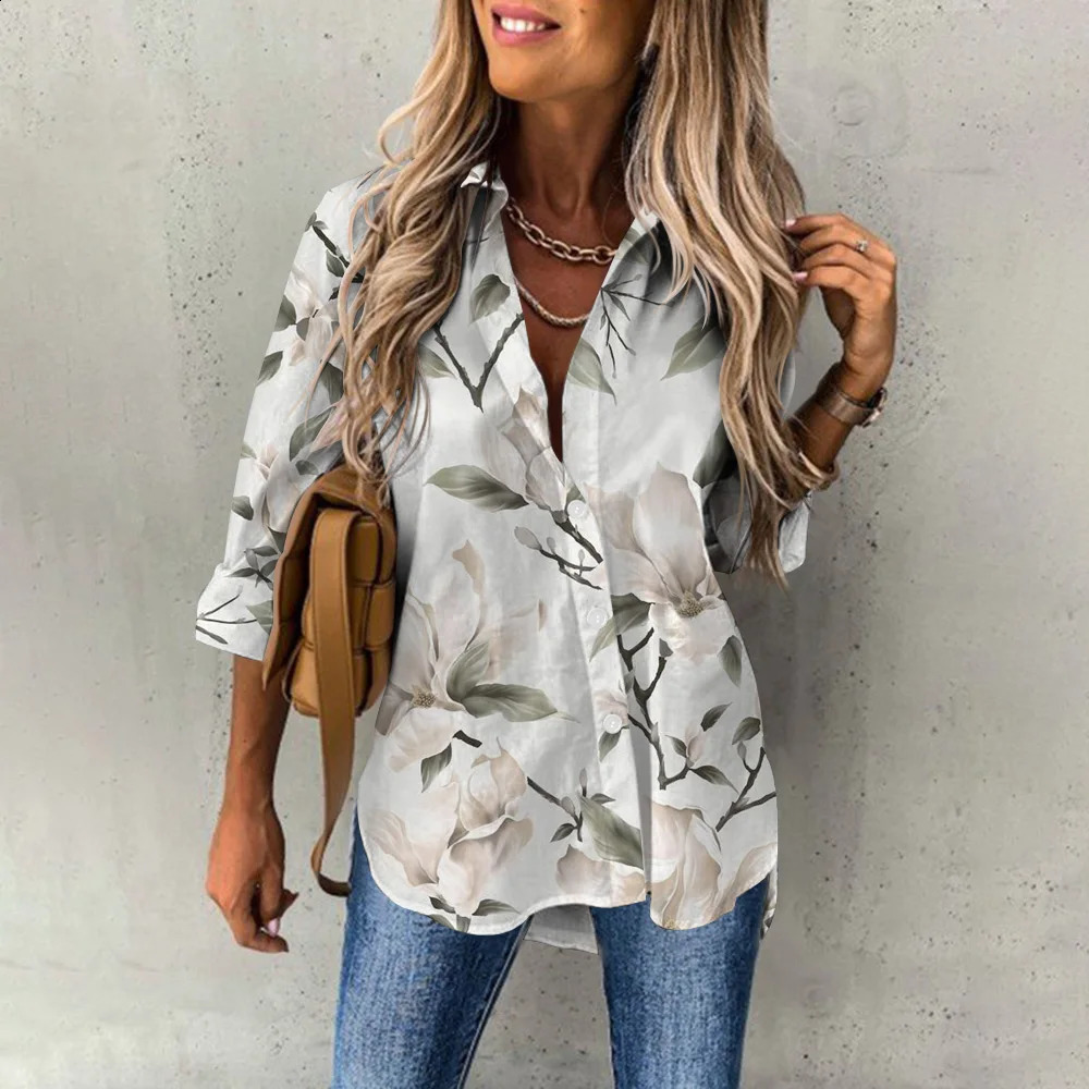 Womens Spring Fashion Casual Street Button Shirt Elegant and Comfortable Long Sleeve Loose Blouse Top Office Lady Clothing 240815