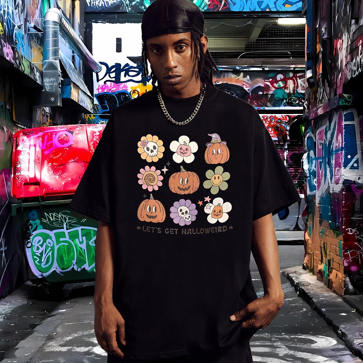 Popular T shirt halloween O-Neck Short Sleeve Street Asian Size 230g 100% Cotton Mens Tshirts Designer Fashion Tops