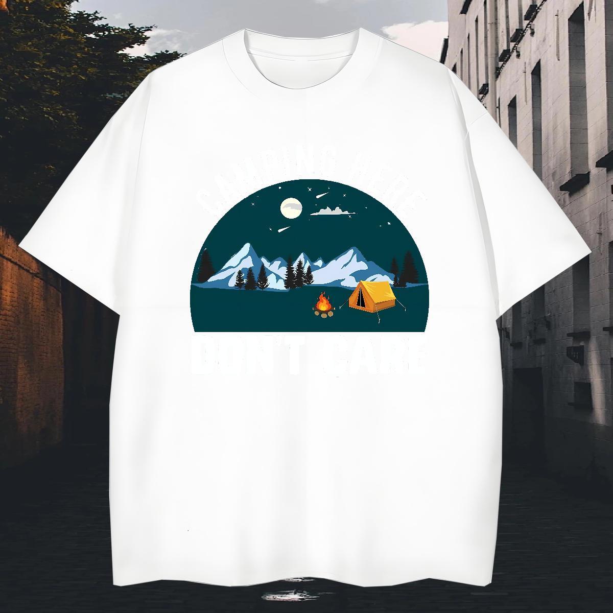 Unisex Men Clothes T-Shirt Beach 230g 100% Cotton Anime Short Sleeve Soft mountains Mens T Shirts Casual New Clothings