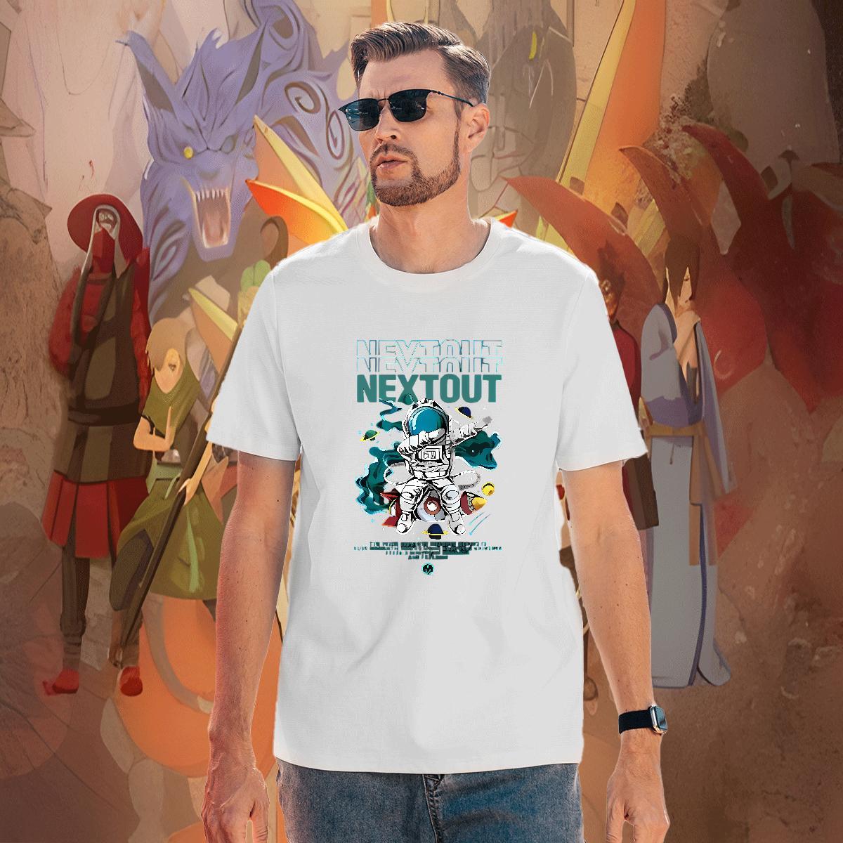 Unisex Tshirt for Man Woman Street Casual 230g Cotton Cartoon Printing L-4XL Breathable Short Sleeve spaceman T Shirts Men Classic Casual Tee Shirt