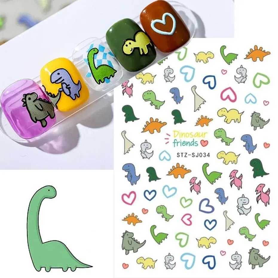 Colorful Cute Dinosaur Back Adhesive Nail Sticker Non-Toxic Odorless Girl Sticker Toy Three-Dimensional DecalXJ240814