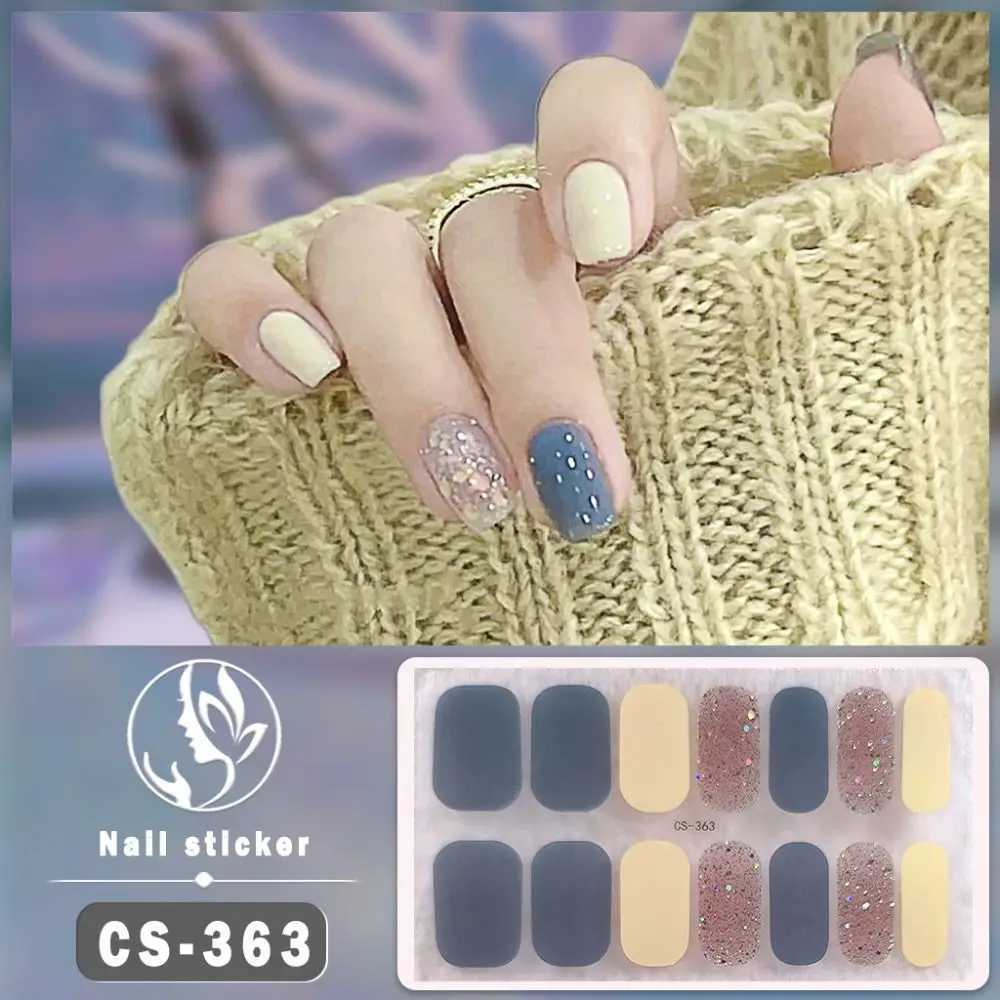 1 Sheet Foil Gel Nail Stickers Self-Adhesive Glittering Gel Full Nail Wraps Semi Cured Simple French Manicure Decal Nail MakingXJ240814