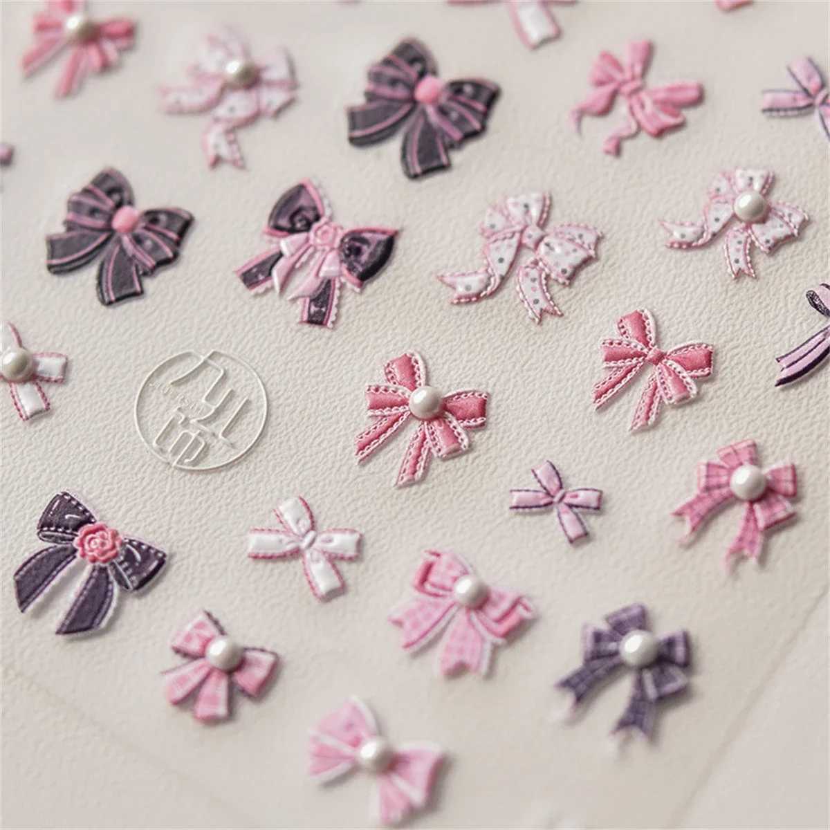 1pcs 5D Kawaii Exquisite Pink Bow Nail Sticker Japanese Colorful Small Ribbon Adhesive Decals Nail Art Decoration DIY AccessoryXJ240814