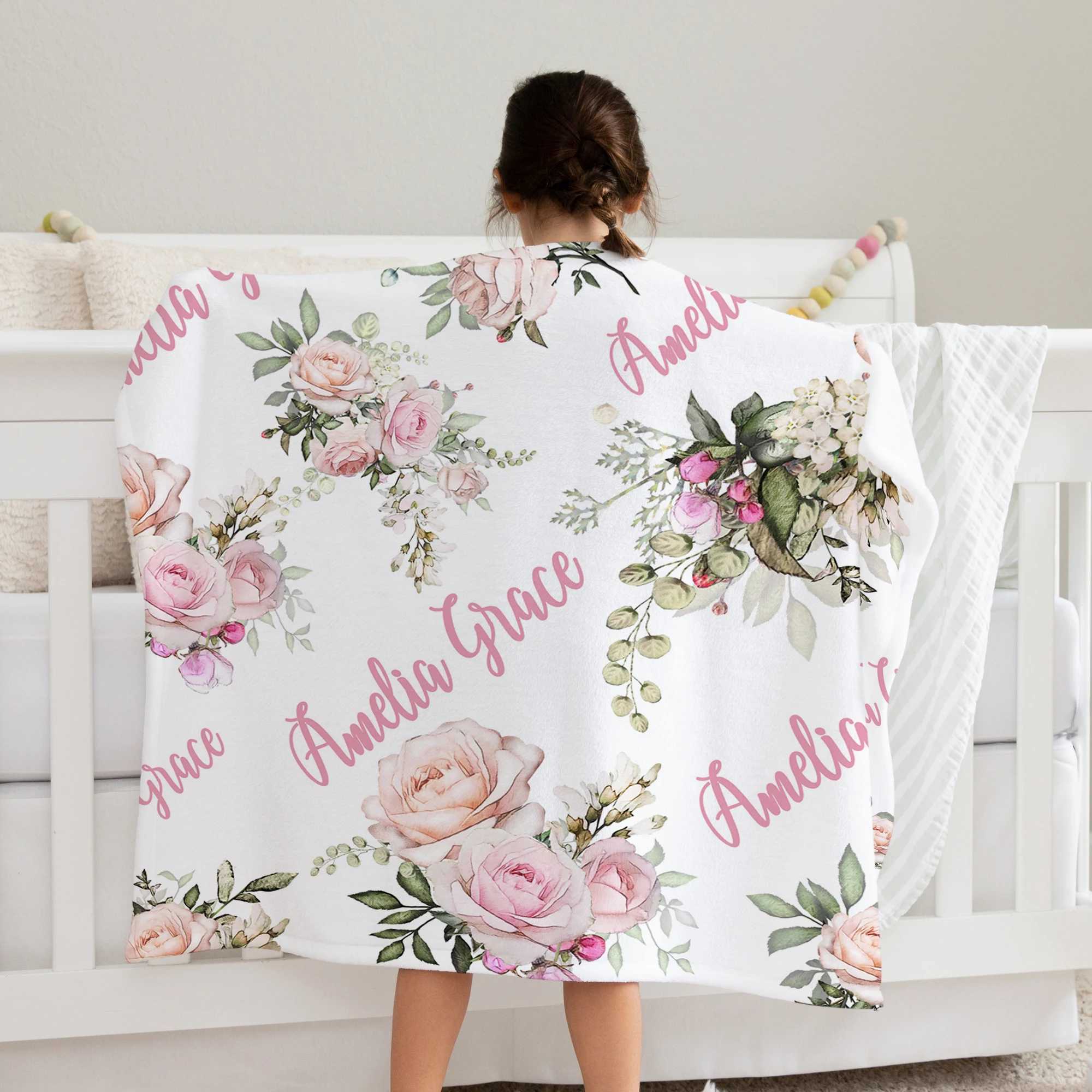 Ms.O Name Personalized Flannel Fleece Kids Baby Blanket Birthday Gift Idea For Newborn Boys Girls Bed Crib Stroller Sleep Cover Y240815
