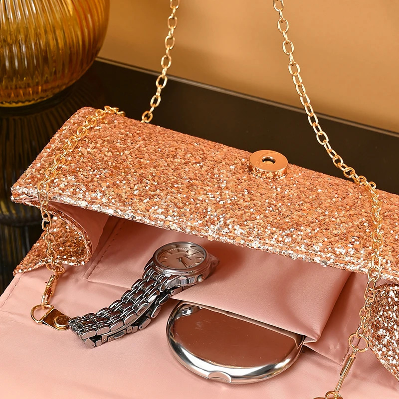 Upscale High Quality Evening Party Bag Sequin Clutch Bag Elegant Chain women Crossbody Bag Wedding Bride Clutch shoulder bag 240813