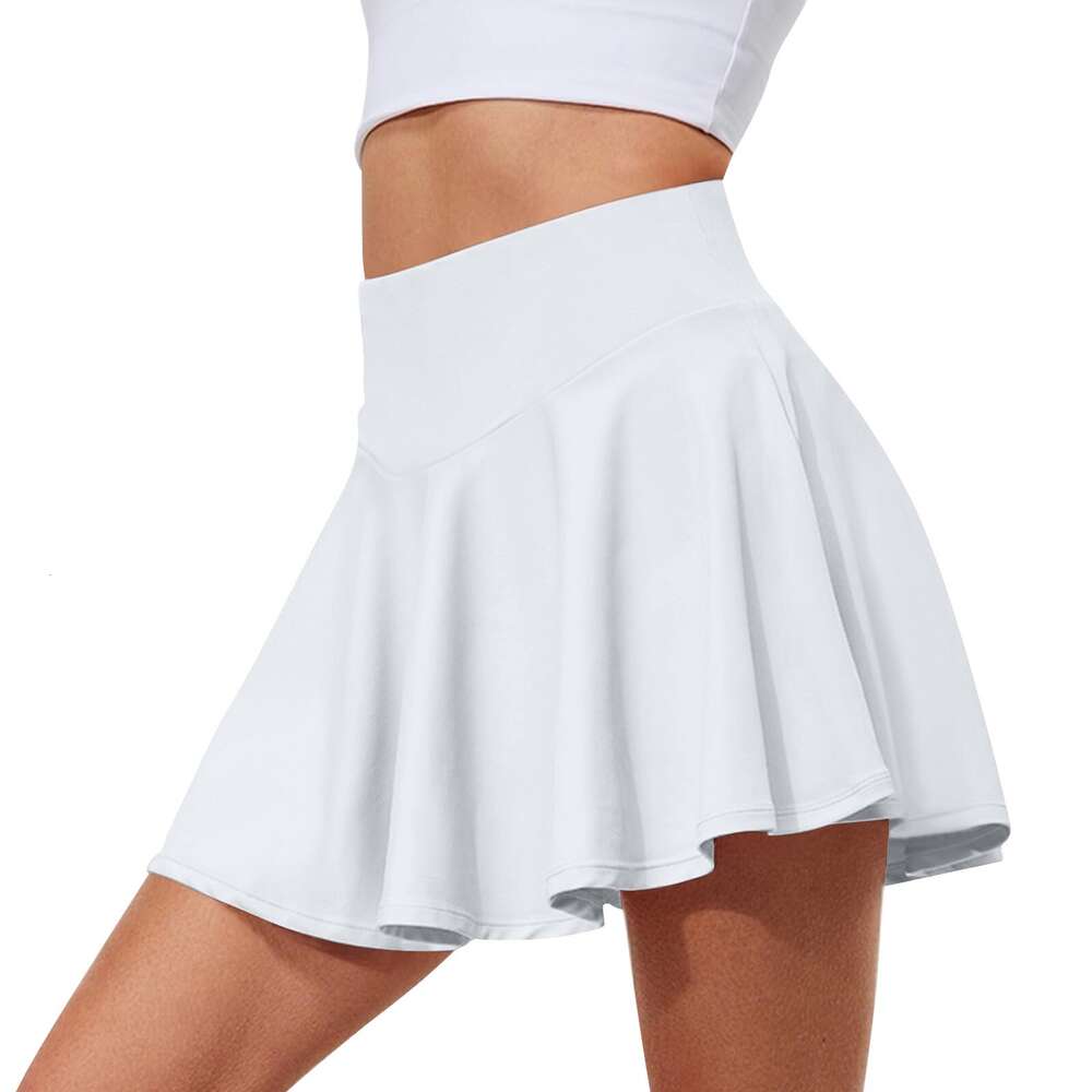 New 2024 Women's Stretch Yoga Pants Printed Athletic Shorts Lightweight High Waisted Skirt With Pockets
