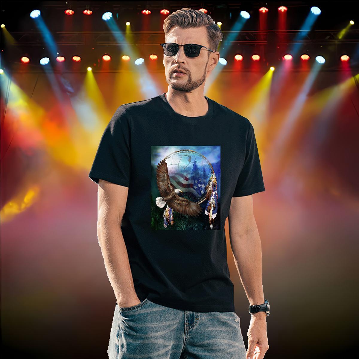 Unisex T shirt eagle Round Neck Short Sleeve Casual Daily Wear DIY Printed 230g Pure Cotton Couples T Shirts DIY Customized Polos