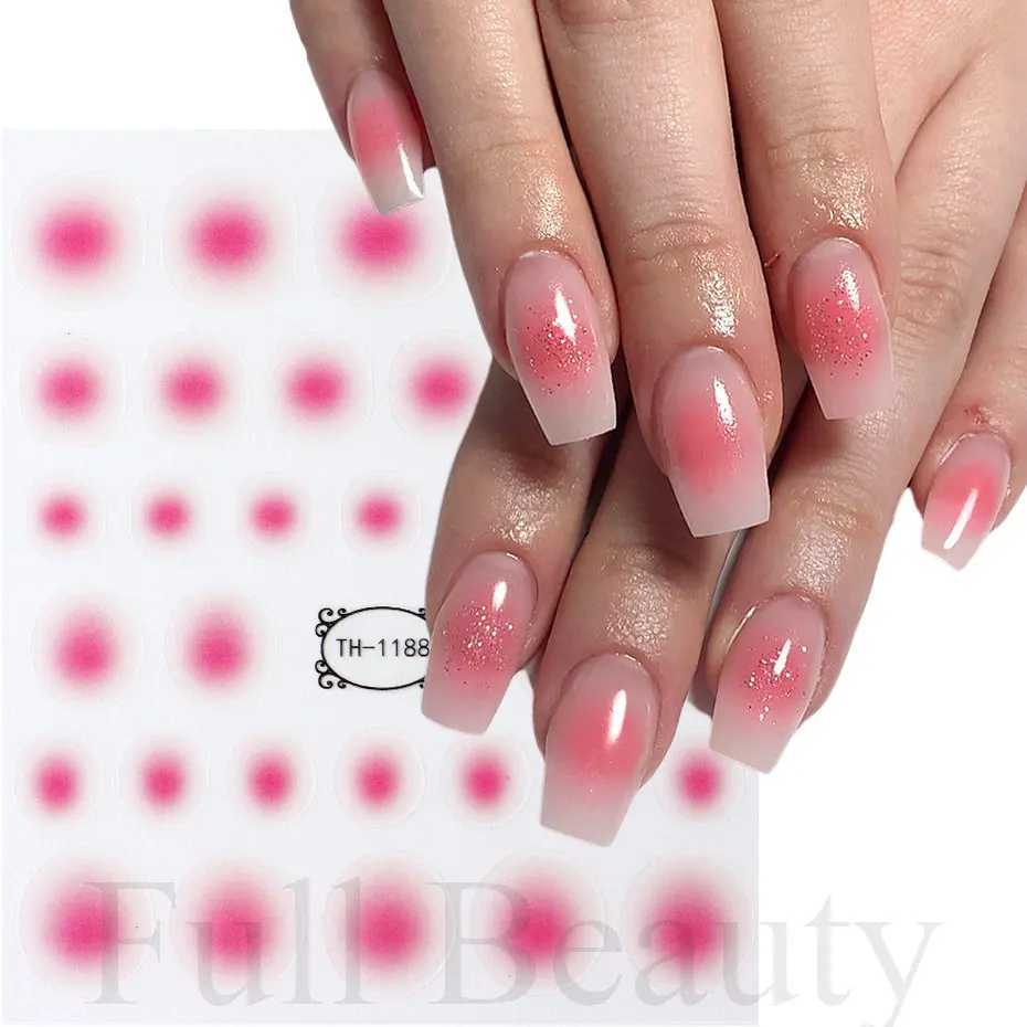 Gradient Blush Nail Sticker 3D Aura Red Blue Dizzy Powder Blusher Nail Decals Halo Dye Jelly French Ombre Manicure DecorationsXJ240814