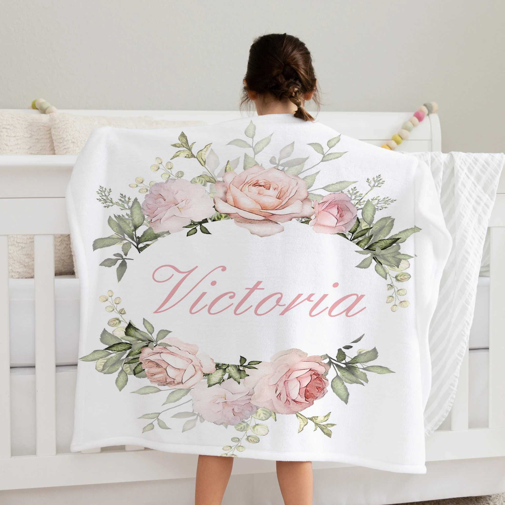 Ms.O Name Personalized Flannel Fleece Kids Baby Blanket Birthday Gift Idea For Newborn Boys Girls Bed Crib Stroller Sleep Cover Y240815
